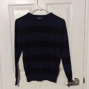 Calvin Klein Men's Navy and Black Striped Sweater